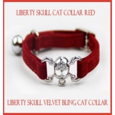 Liberty Skull Velvet Cat Collar 